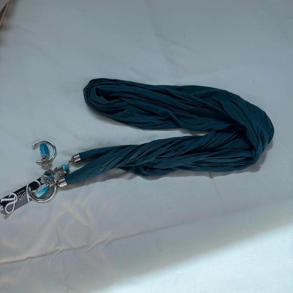 Boho turquoise scarf necklace  boho turquoise‎ charm scarf one size